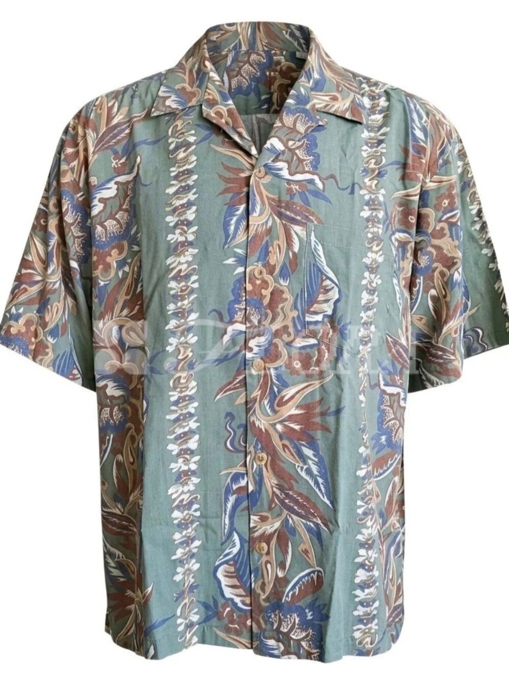 Que Q Hawaiian Shirt Mens Large Floral Cuban Camp Tropical Aloha Loop Collar USA